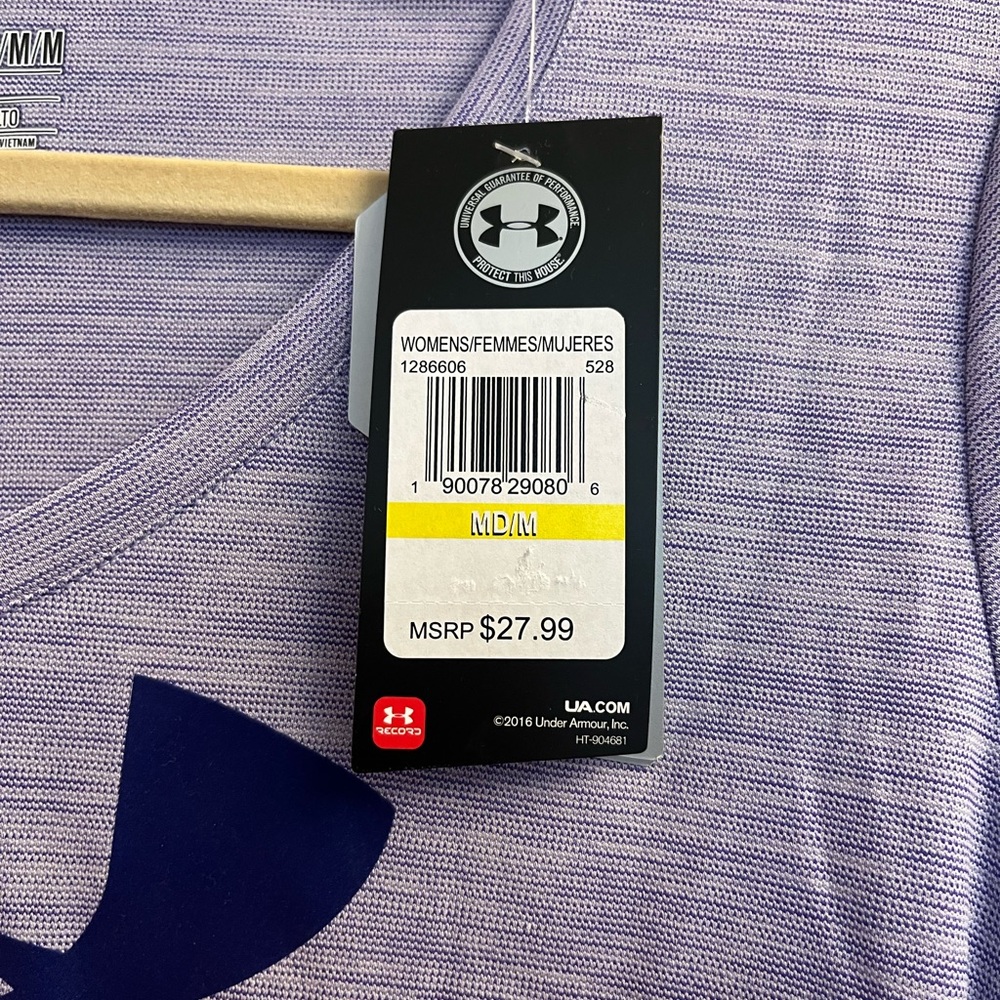 Under Armour Women's Heathered Purple V-Neck Tee Medium New - Picture 6 of 7